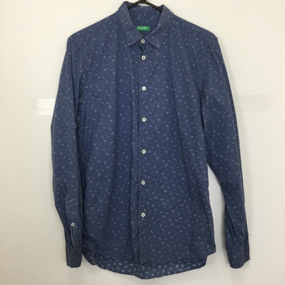 United Colors of Benetton Men's Shirt L Long Sleeve Pizza Burger Pattern M